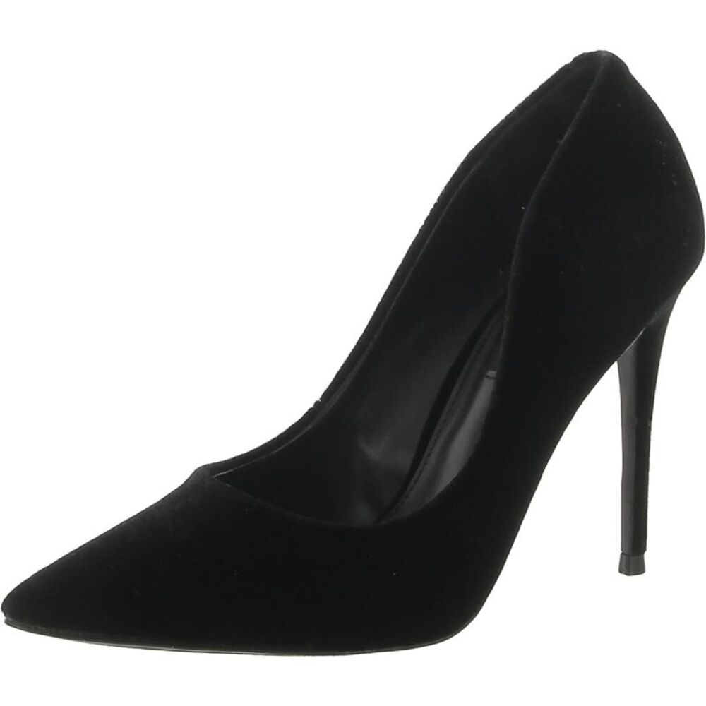Aqua Womens Brit Black Velvet Slip-On Pointed Toe Pumps Shoes NWT